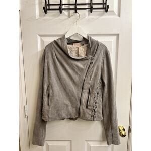 Women’s Faux Suede Lace Up Gray Willow Root Jacket Size M. Never Worn